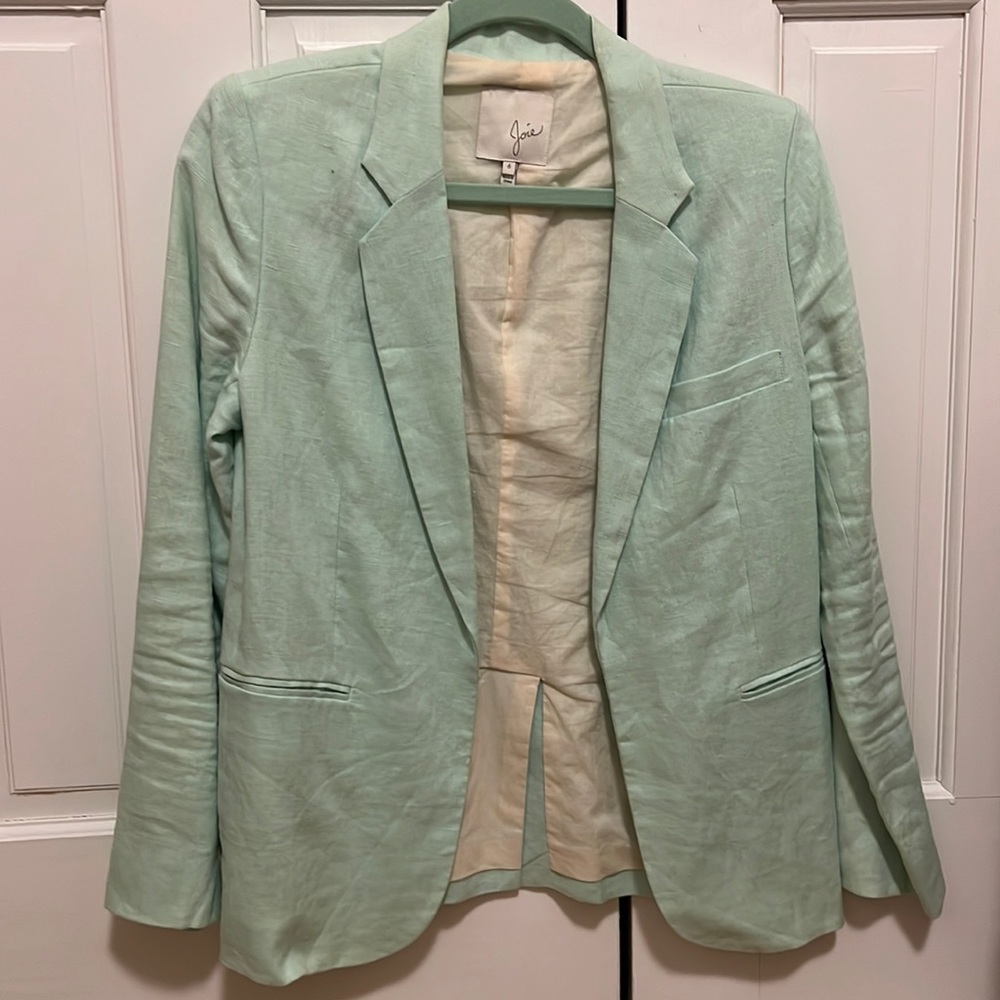 Joie Mehira Linen Blazer in Mint Size 6